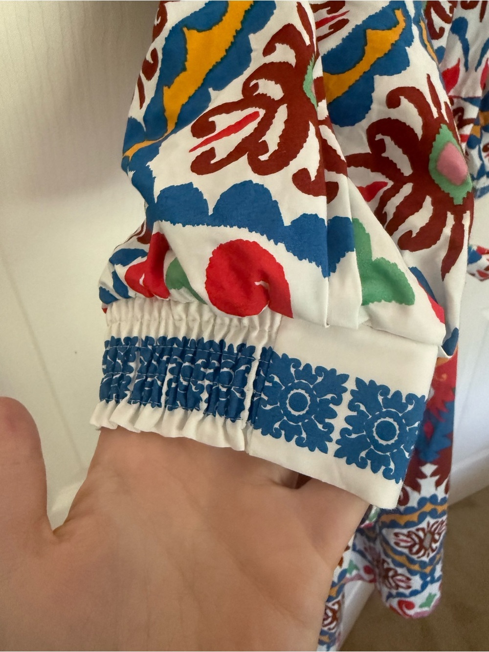 BODEN Octavia Cotton Dress Multi Ikat Dream Long Sleeve Midi Dress Size 2 Petite - Picture 8 of 9